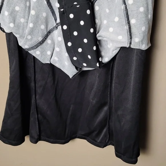 White House Black Market Lined Black Sleeveless Dress W White Polka Dots Size 6 - Picture 7 of 8